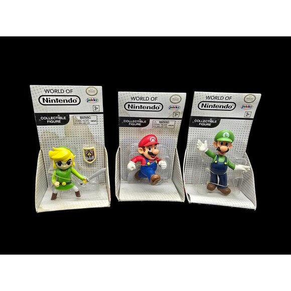 Lot of 3 Jakks World of Nintendo 2.5" Figures Mario Luigi Link New Damaged Boxes - Picture 1 of 12